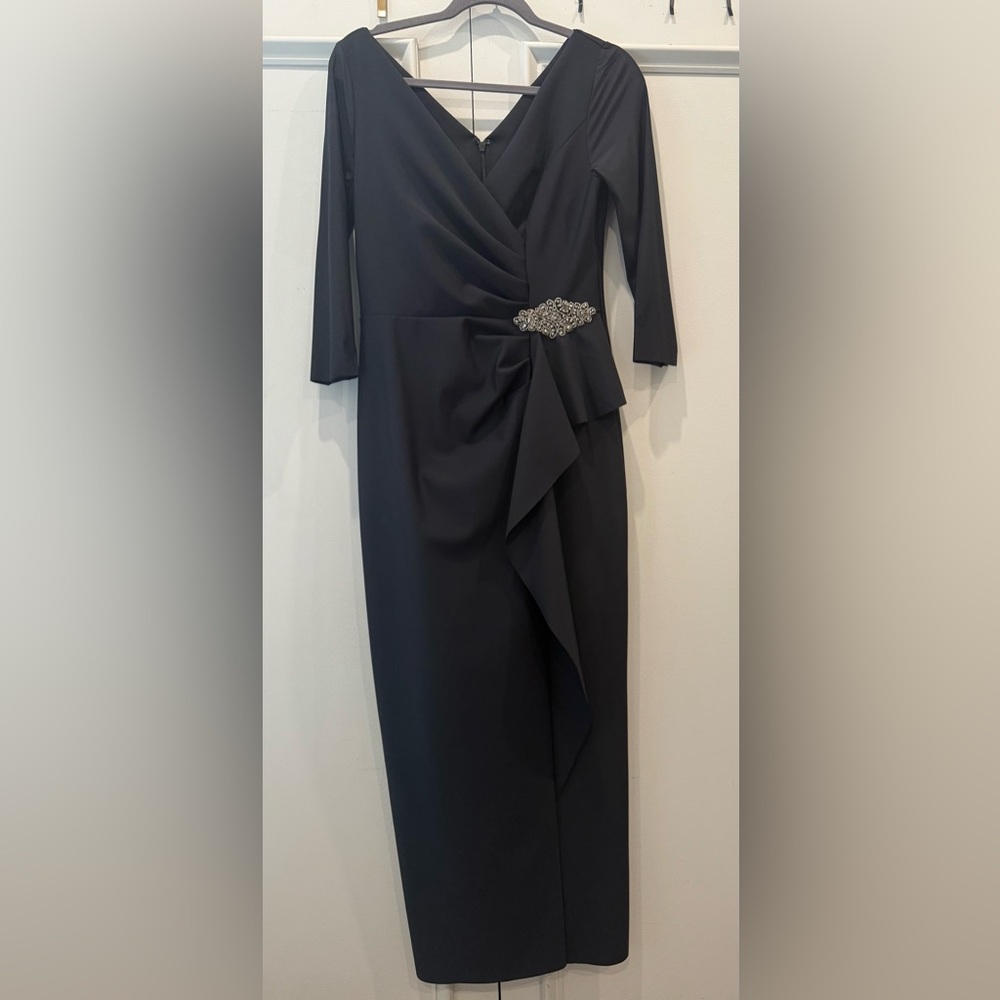 Alex Evenings Black Long Sleeve Dress with Embellishment